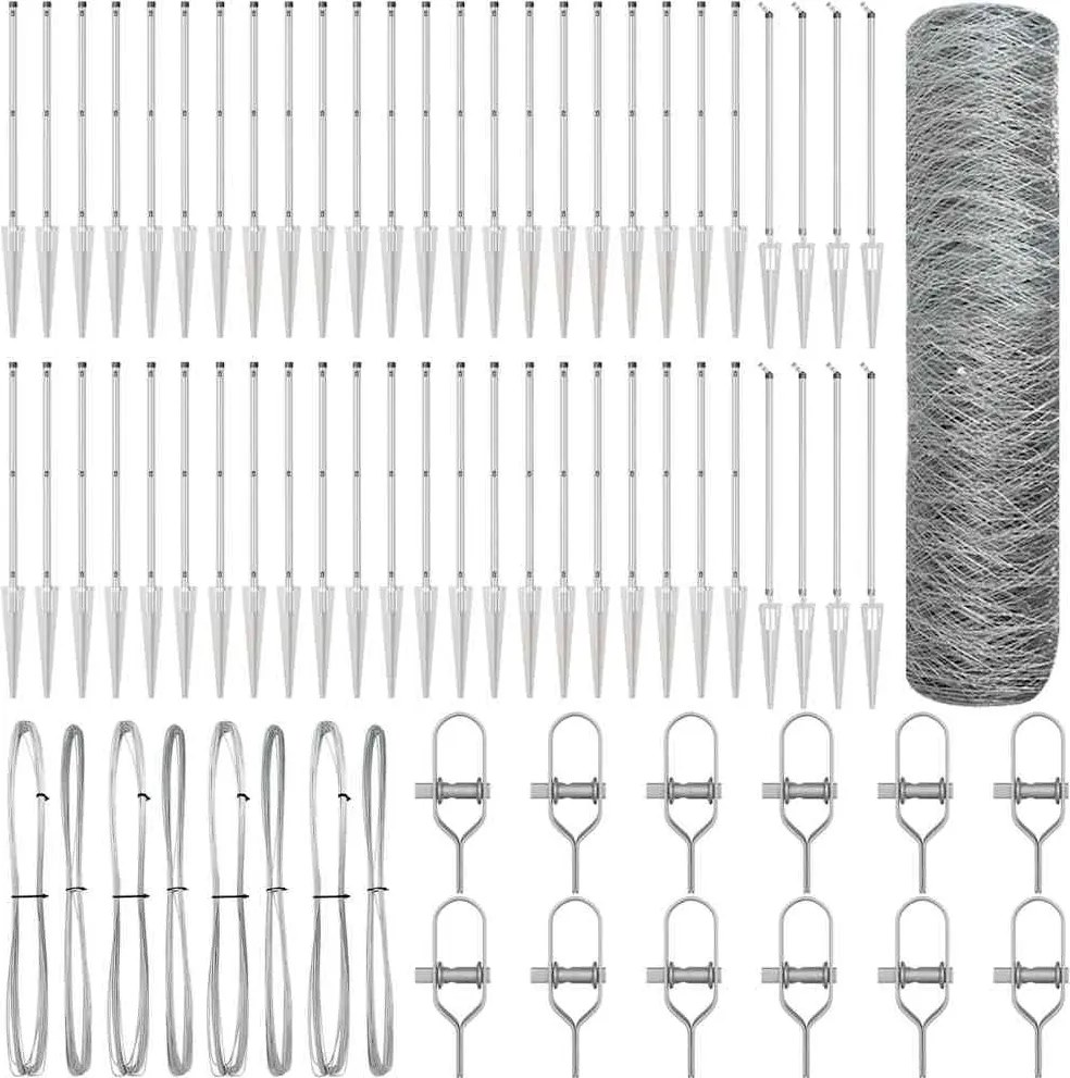 vidaXL Stâlp de gard. Argintiu 100 x 0,4 m (plasă de 50 mm) Oțel