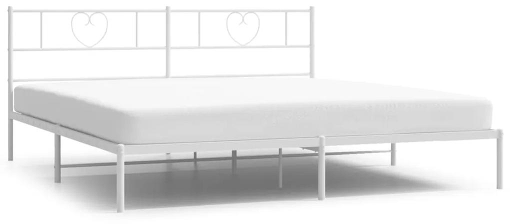 355518 vidaXL Cadru de pat metalic cu tăblie, alb, 193x203 cm