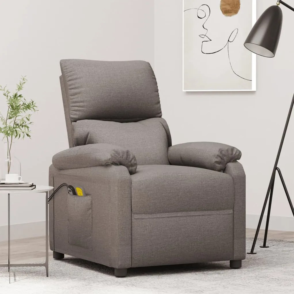 vidaXL Fotoliu de masaj electric rabatabil, gri taupe, textil