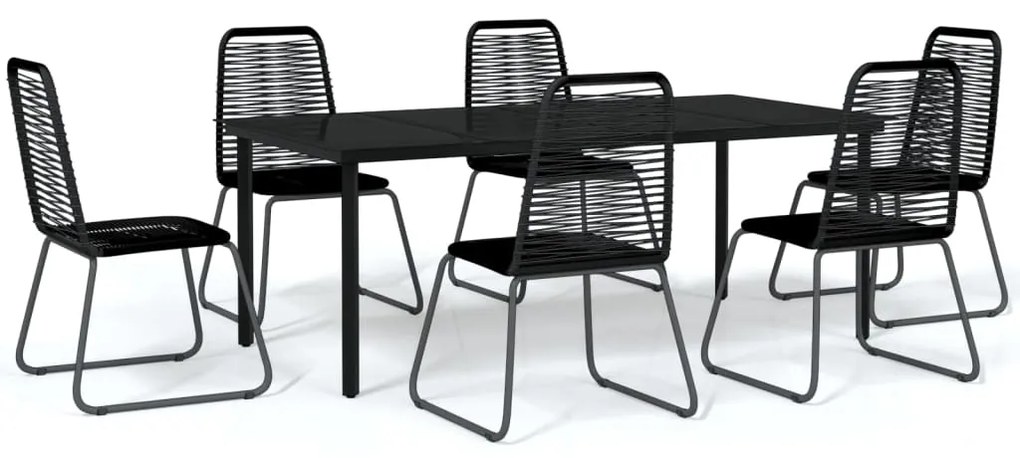 3099093 vidaXL Set de mobilier pentru grădină, 7 piese, negru
