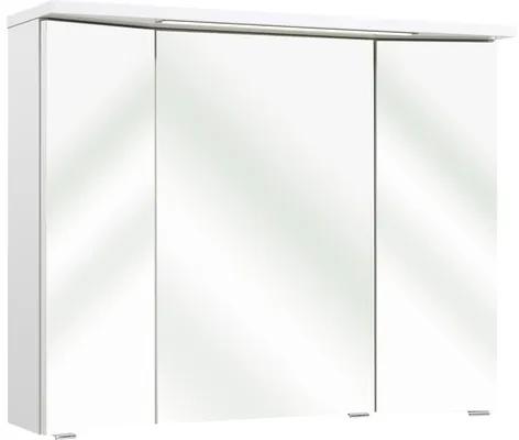 Dulap cu oglindă pelipal Enna I, 3 uși, iluminare LED, 72x90 cm, alb lucios, IP 44