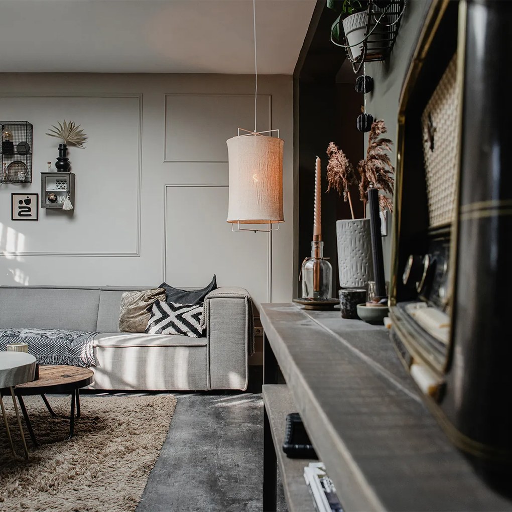 Lampă suspendată de design bej - Rich