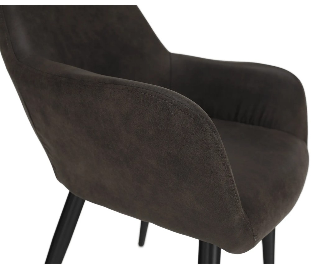 Fotoliu design, ţesătură din piele periată, maro Taupe / negru, LACEY