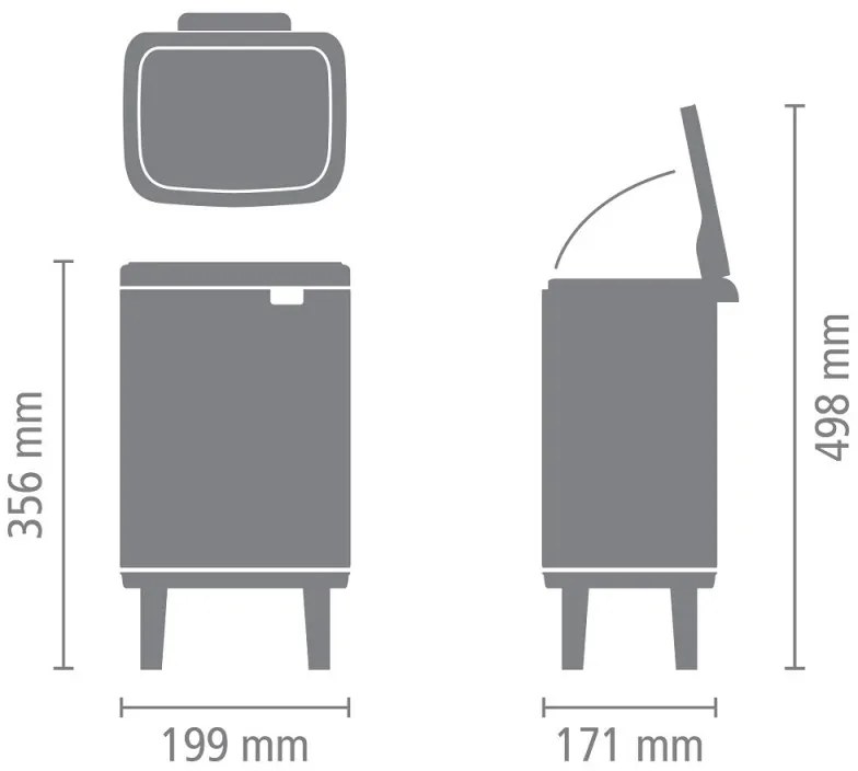 Cos de gunoi Brabantia Bo Small Hi 1006641, 4 L, Deschidere lina si silentioasa, Baza antiderapanta, Negru