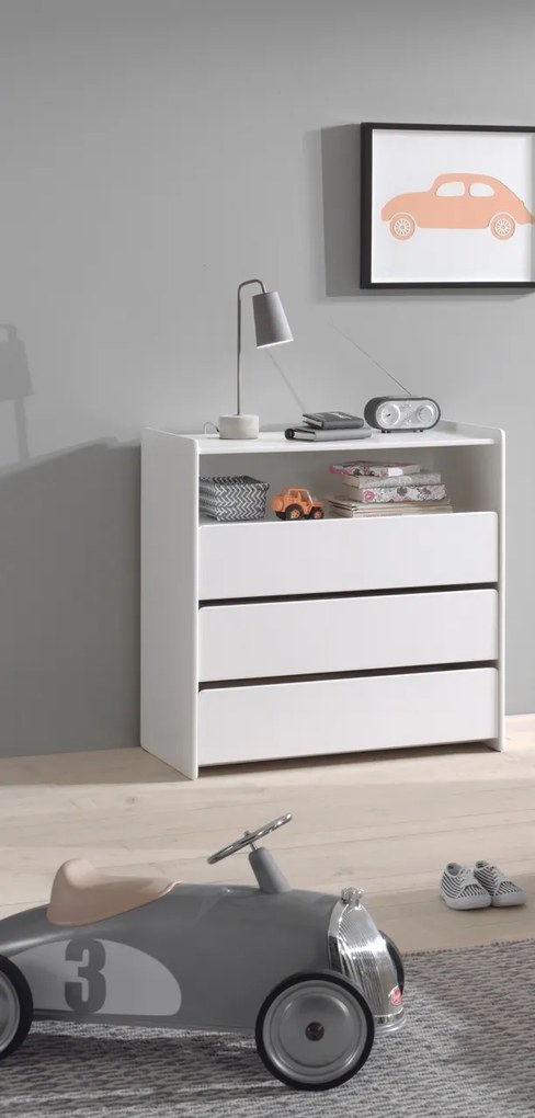 Set KIDDY format dintr-un Pat copii (90x200) cu noptieră și comodă cu 3 sertare.