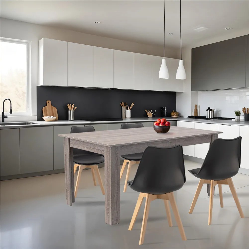 Set de masă Lola 4+1 stejar negru-York