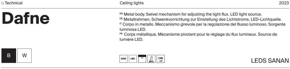 Spot LED aplicat directionabil design tehnic Dafne negru 4000K