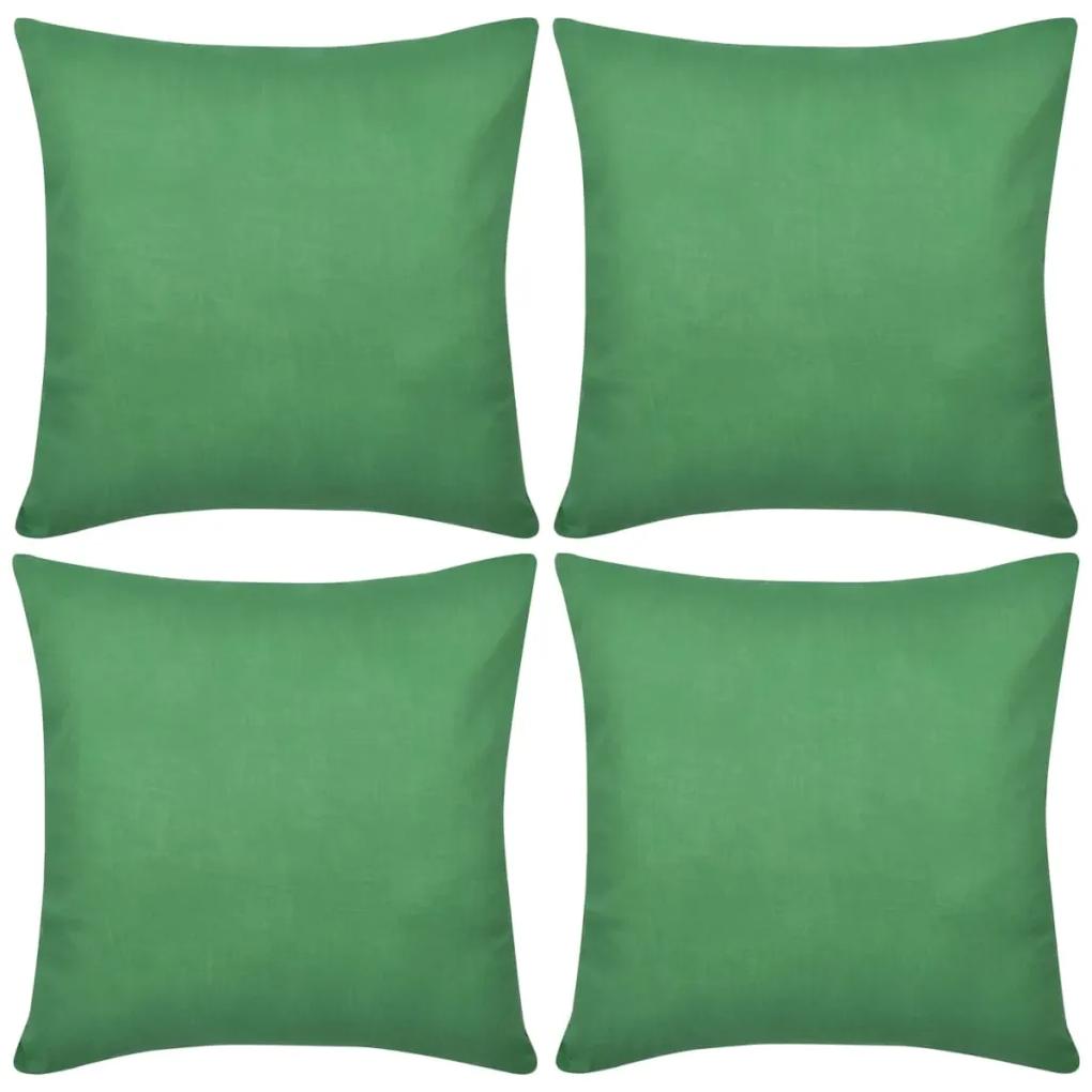 Huse de perna din bumbac, 40 x 40 cm, verde, 4 buc. 1, Verde, 40 x 40 cm