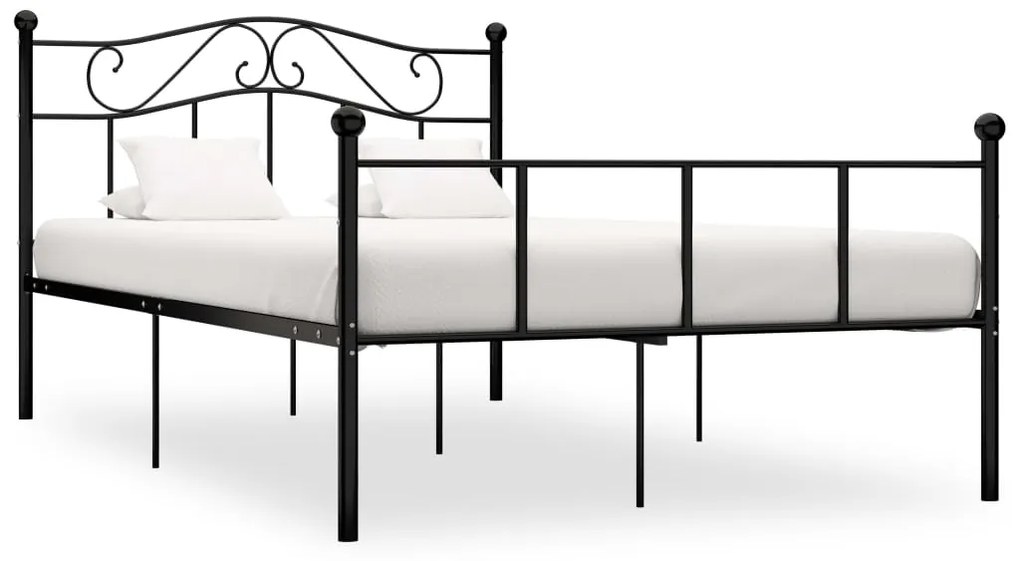 vidaXL Cadru de pat, negru, 140 x 200 cm, metal