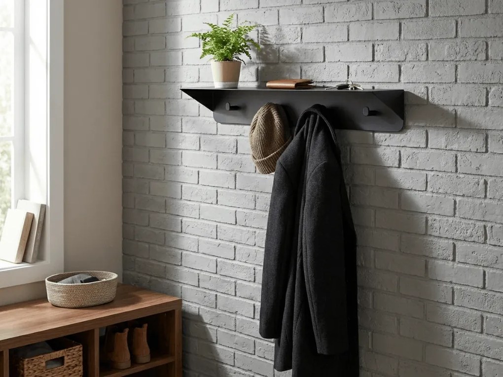 Cuier de perete metalic KENAN 60 cm, negru