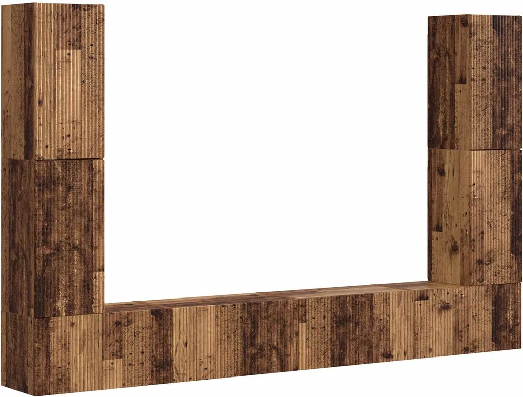 vidaXL Set comodă TV 8 pcs Lemn Vechi Lemn compozit