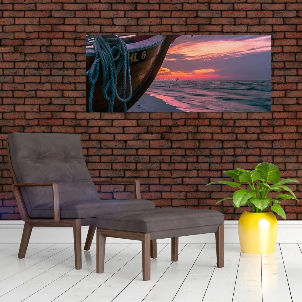 Tablou -Barcă la mal (120x50 cm)