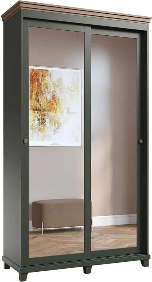 Dulap lemn masiv Jardon cu oglindă 120cm x 50cm x 216cm Grafit