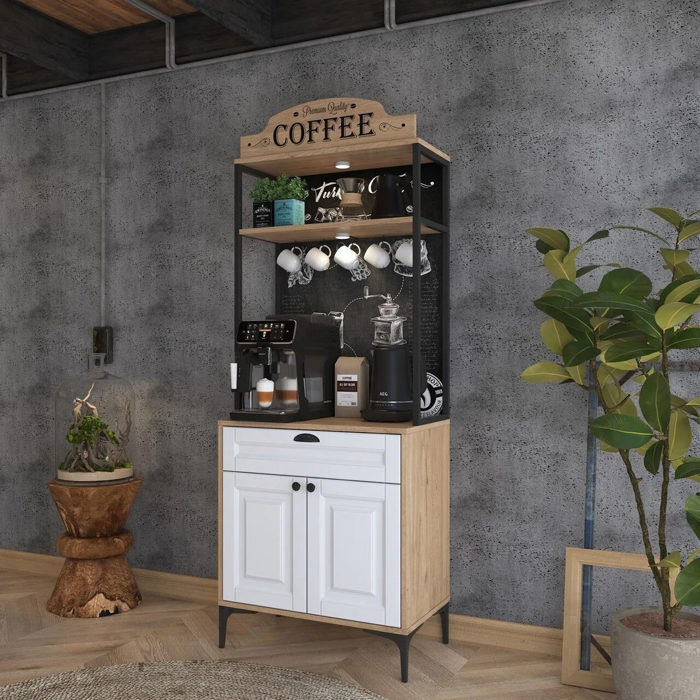 Dulap multifunctional, Hanah Home, JE157, 70x186.4x40 cm, Nuc/Alb