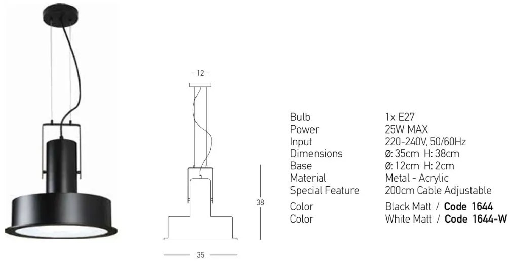 Lustra, Pendul design modern Single alb