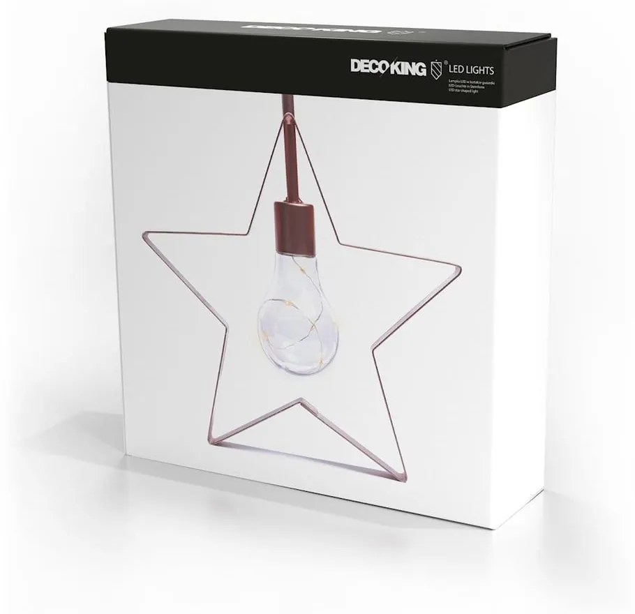 Decorațiune luminoasă cu LED în formă de stea DecoKing Star, înălțime 23 cm