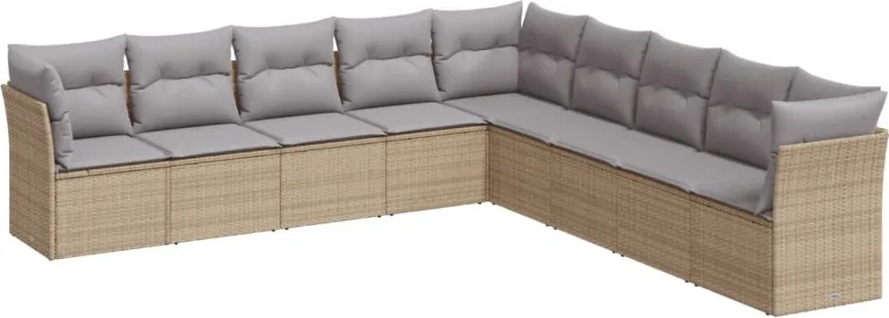 vidaXL Set canapele de grădină, 9 piese, cu perne, bej, poliratan