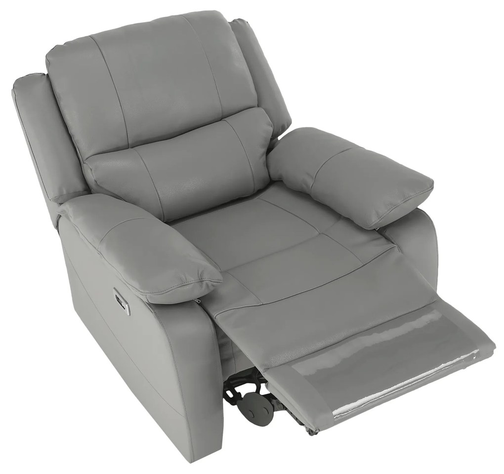 Fotoliu de relaxare, piele / piele ecologică gri VIVAN