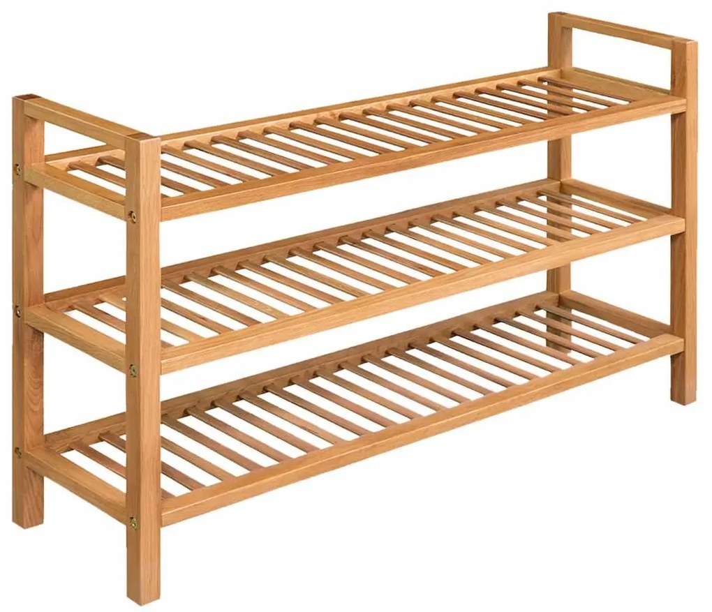 vidaXL Pantofar cu 3 rafturi, 100x27x60 cm, lemn masiv de stejar