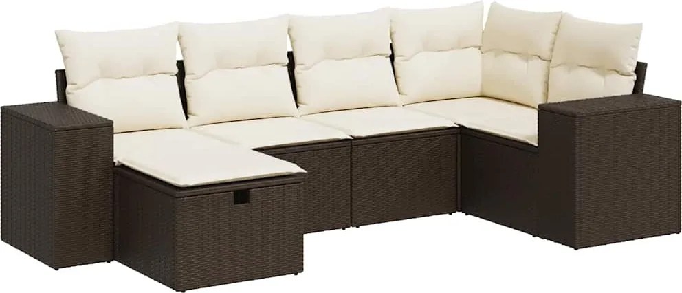 vidaXL Set canapele de grădină cu perne, 6 piese, maro, poliratan