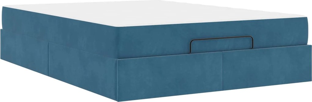vidaXL Cadru de pat cu saltea cu saltea 2 pcs albastru Catifea
