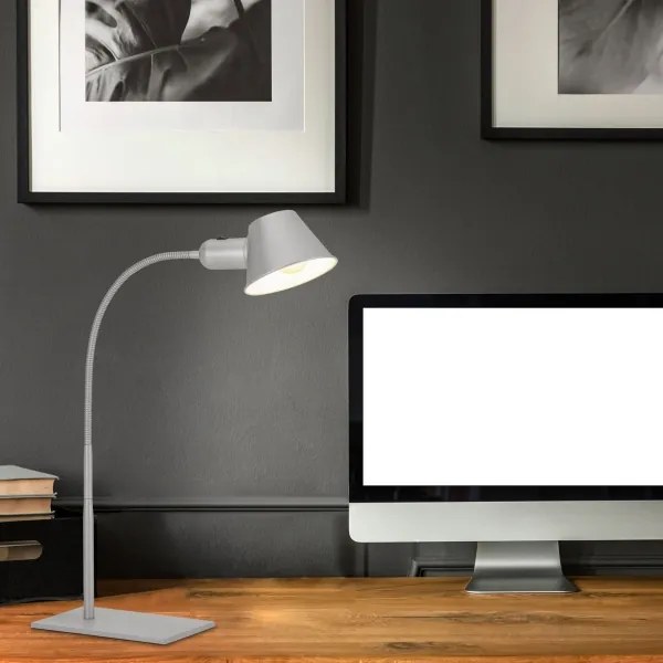 Brilo - Lampă de masă 1xE27/10W/230V crom mat