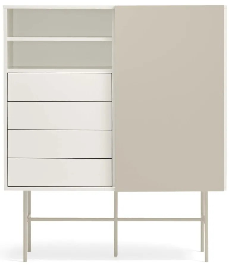 Comodă bej-crem înaltă cu ușă glisantă 120x140 cm Nube – Teulat