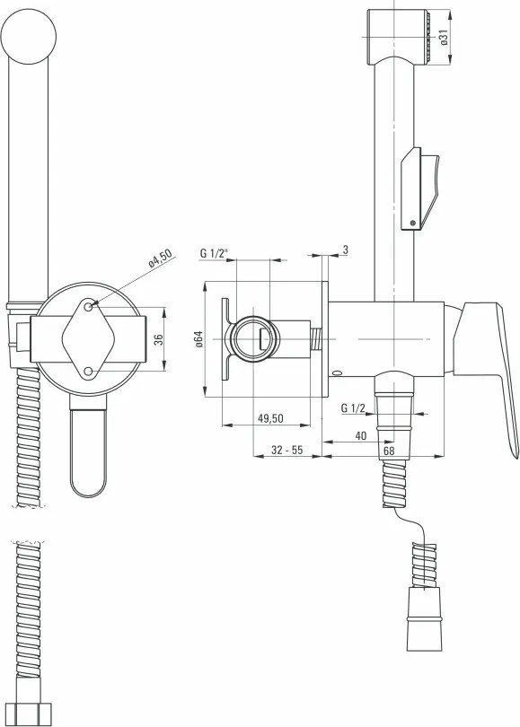 Arnika baterie de bideu cu montaj incastrat finisaj crom BQA034M