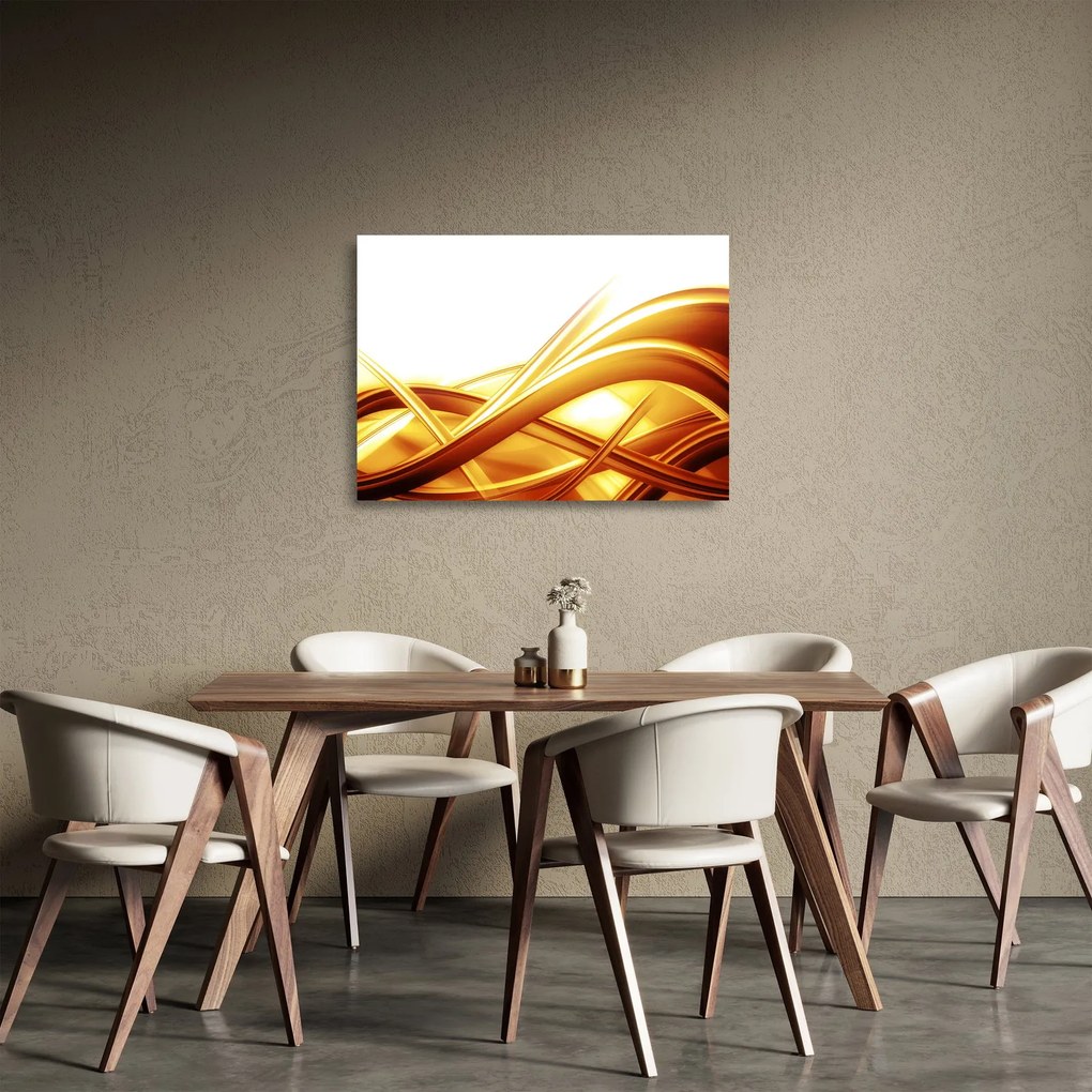 Tablou pe sticlă - Abstrac galben (70x50 cm)