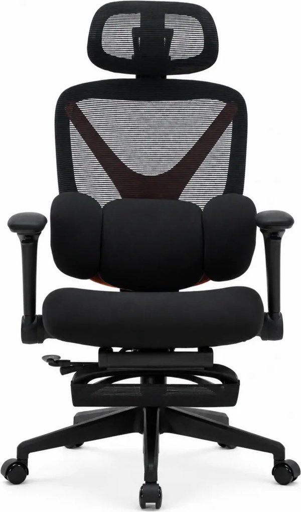 DeluxStar YX-977 NEXOR PRO FOAM SEAT – Scaun Ergonomic cu Suport Lombar 3D, Tetieră 3D, Cotiere 4D, Șezut Glisant, Înclinare 140°, Suport pentru Picioare, Negru