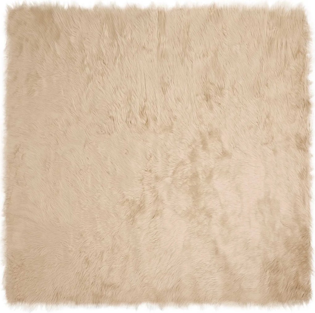 vidaXL Covor din Lână Faux Tafalla Bej 160 x 160 cm Poliester