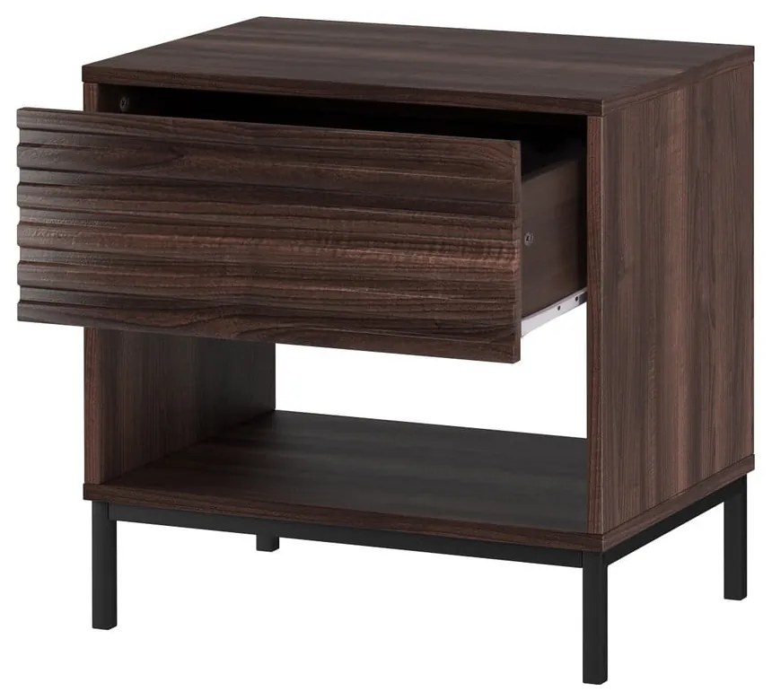 Noptieră maro închis cu blat cu aspect de lemn de nuc Celine – Støraa