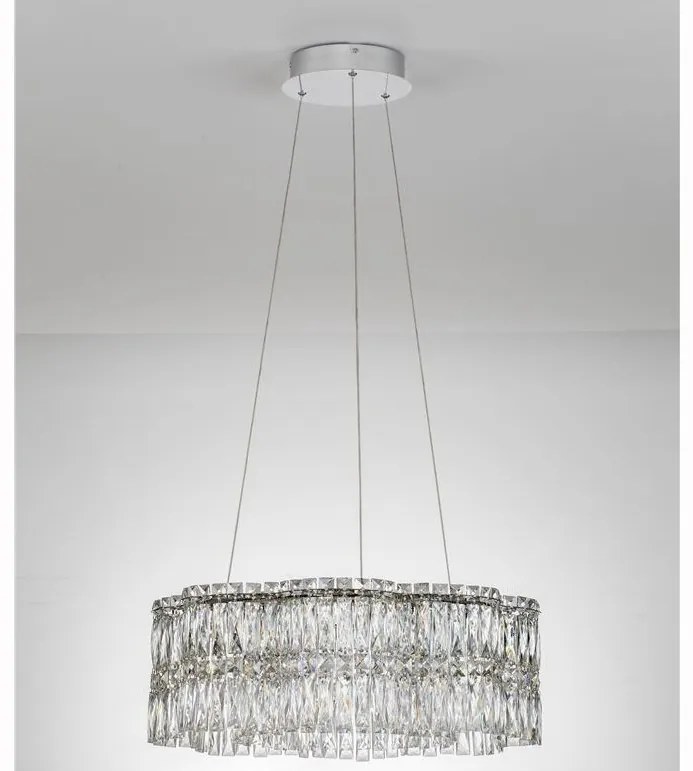 Lustra suspendata LED crom, cristale sticla NUVIA 60cm