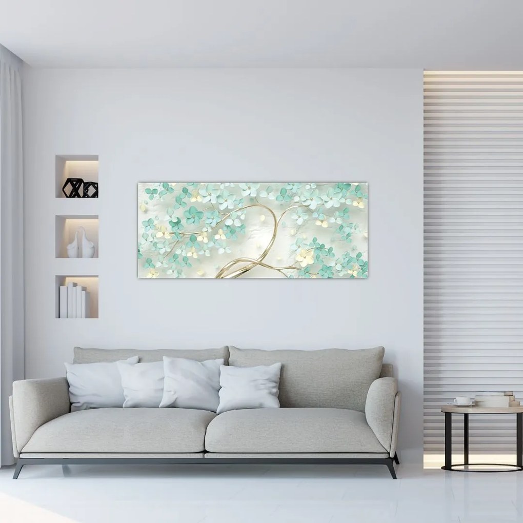 Tablou - Copac auriu înflorit (120x50 cm)