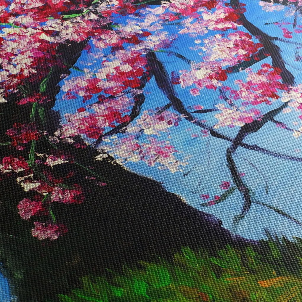 Tablou - Cireș înflorit - pictură (120x50 cm)