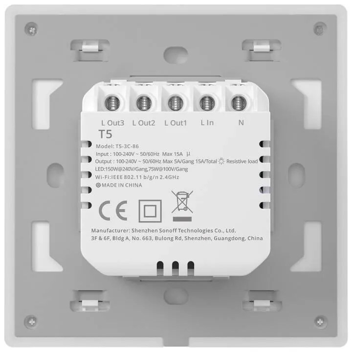 Intrerupator de Perete Inteligent WiFi cu Touch Sonoff TX Ultimate T5 3 canale