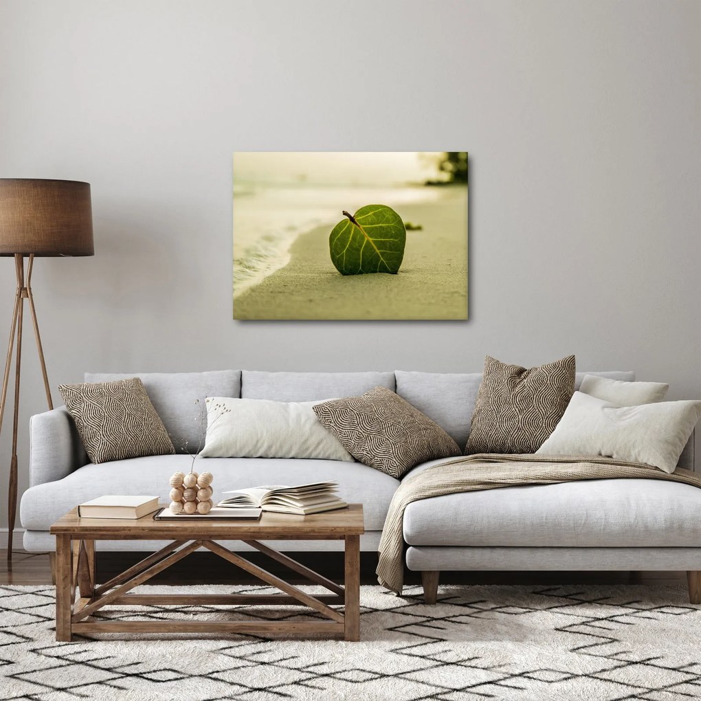 Tablou cu frunză în nisip (70x50 cm)