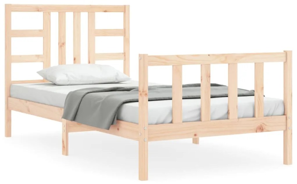3191936 vidaXL Cadru de pat cu tăblie, 90x190 cm, lemn masiv
