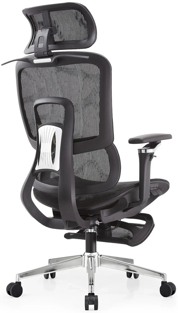 RESIGILAT- SYBERGO HUMAN PRO Scaun ergonomic, suport lombar, sezut translatie, cotiere 3D, suport picioare, Full Mesh, Negru