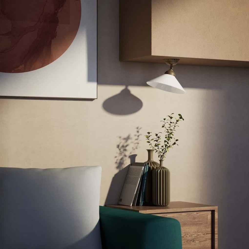 Plafoniera din alama si sticla design vintage Sofia