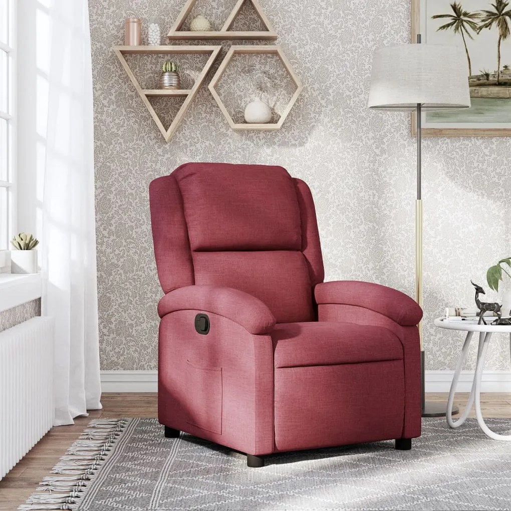 vidaXL Fotoliu rabatabil, roșu vin, material textil