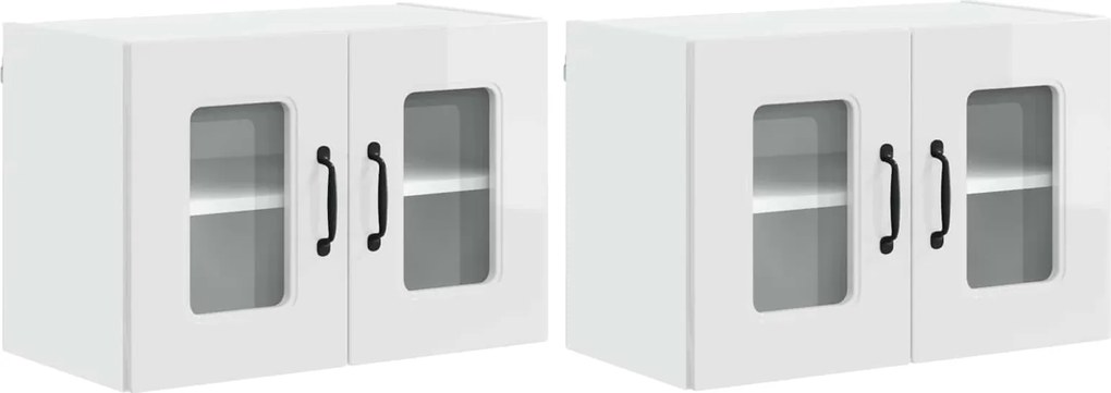 vidaXL Dulap de bucătărie Kalmar 2 pcs Alb lucios 60 x 31 x 40 cm