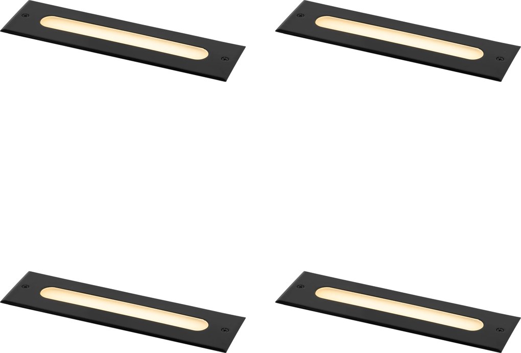 Set de 4 spoturi moderne de sol negre 30 cm incl. LED IP65 - Eline