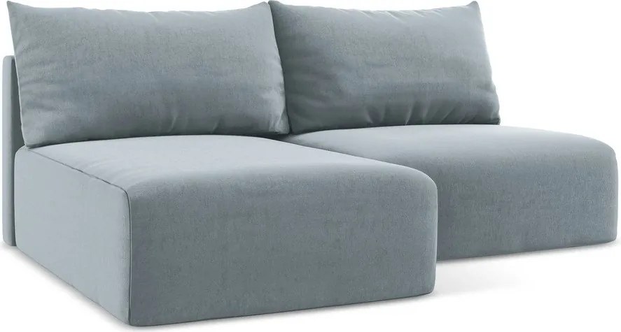 Colțar albastru extensibil/cu spațiu de depozitare cu tapițerie din catifea (cu colț pe partea stângă/cu șezlong) Kalena – Makamii