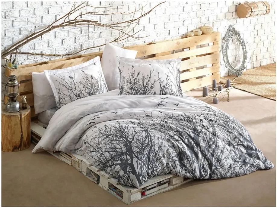Lenjerie de pat cu cearșaf Peace grey, 200 x 220 cm