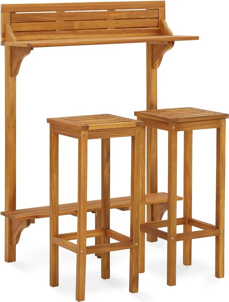 vidaXL Set mobilier bar de balcon, 3 piese, lemn masiv de acacia