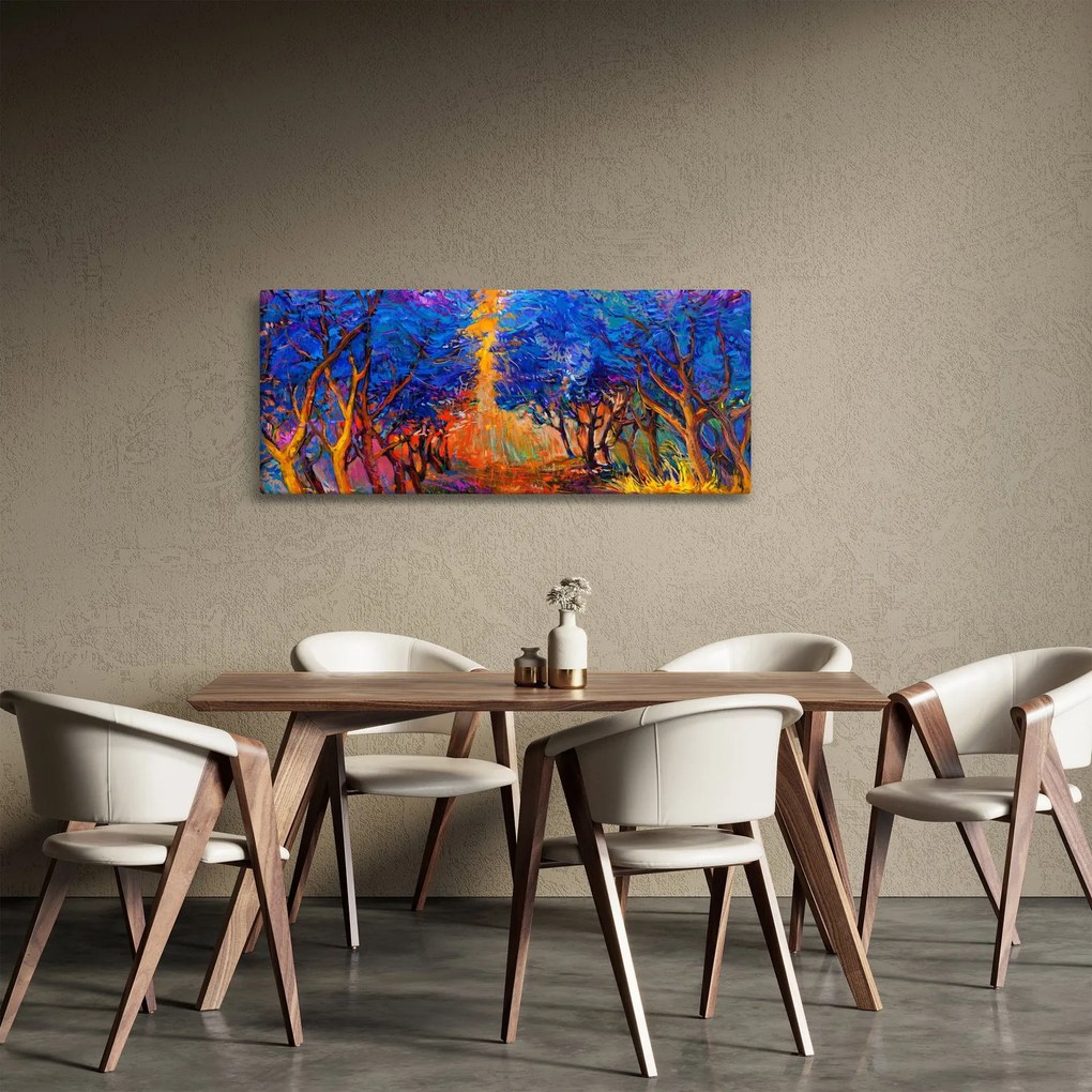 Tablou - Coroane de copac de toamnă, impresionism modern (120x50 cm)