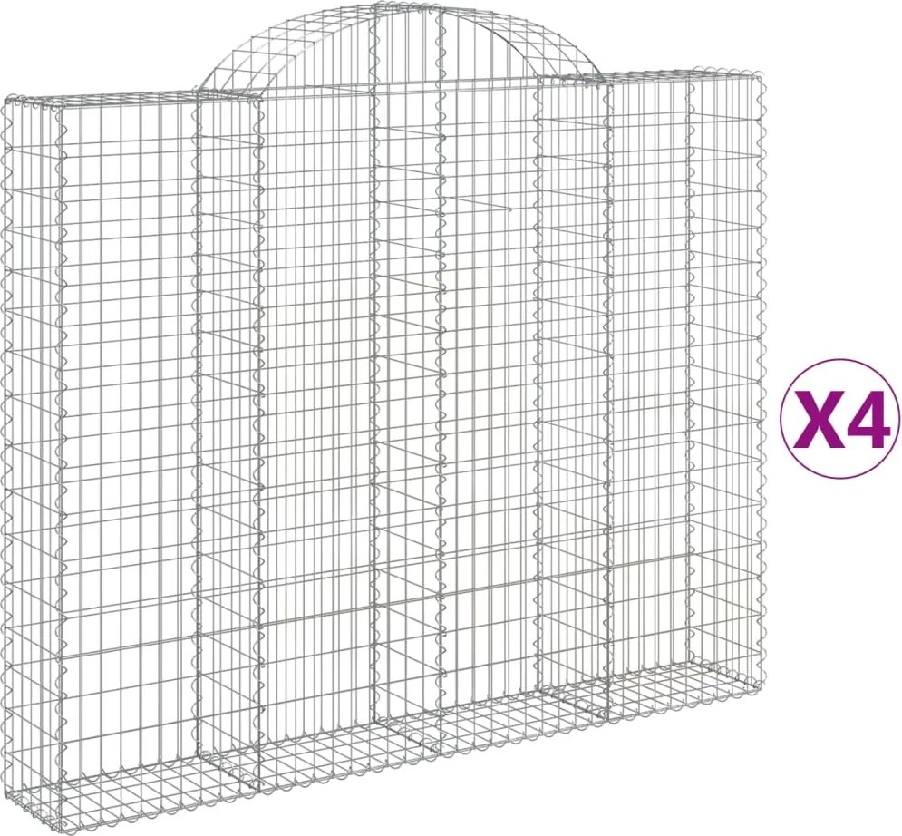 vidaXL Coșuri gabion arcuite 4 buc, 200x30x160/180 cm, fier galvanizat