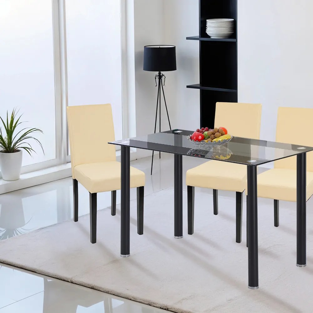 Scaun de sufragerie din piele Kelly, bej