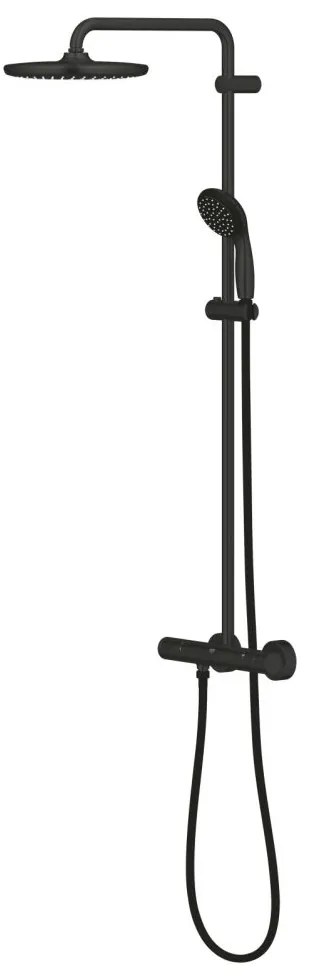 Set de dus 250 cu termostat, 1 jet, negru mat